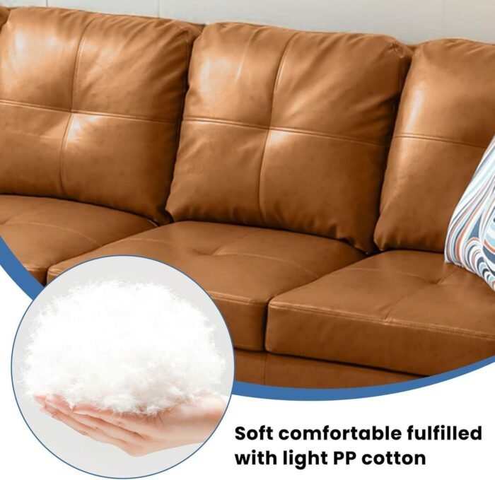 L-Shaped Sectional Sofa Set 5-Seat Luxurious Faux Leather Couches for Living Room, Left Facing Chaise with Pillows