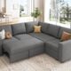 L Shaped Sectional Couch with Storage Seat, Convertible Sectional Couches for Living Room